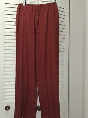 Maison d'Amélie Wide Leg Linen Blend Pants Rust Size XS (Fits S)